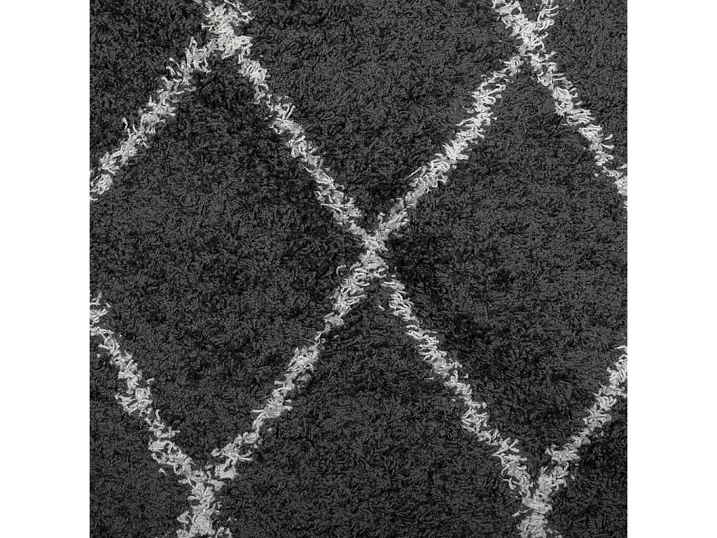 Vito  Tappeto Shaggy PAMPLONA a Pelo Lungo Nero e Crema 240x240 cm