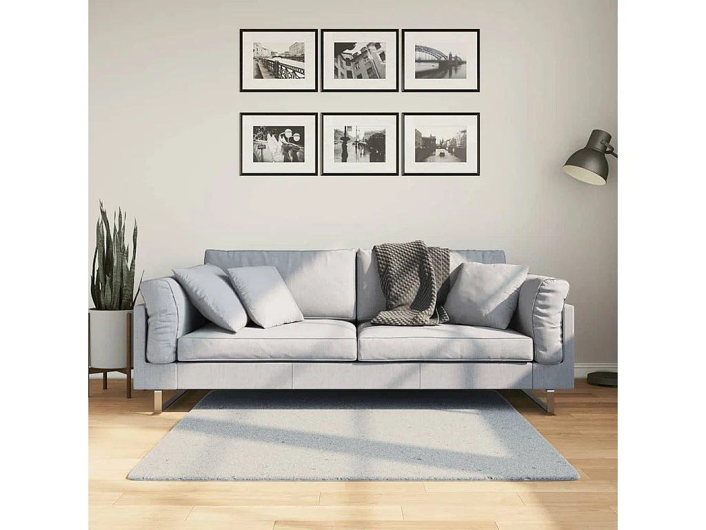 Hester  Tapis HUARTE à poils courts doux et lavable bleu 120x120 cm