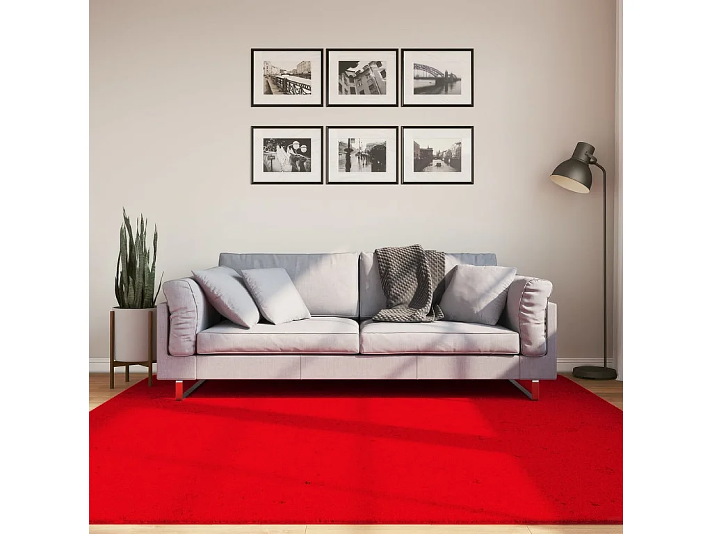 Prolenta Premium -  Tapis HUARTE à poils courts doux et lavable rouge 200x200 cm
