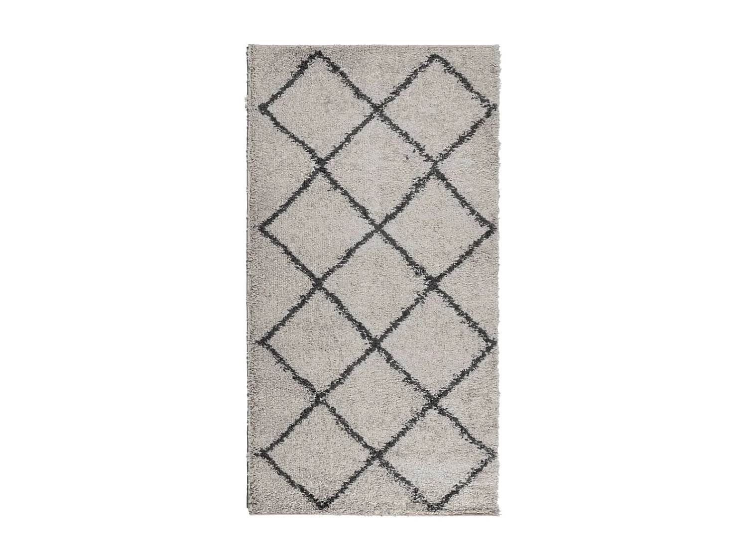 Vito  Tapis shaggy à poils longs moderne beige anthracite 80x150 cm