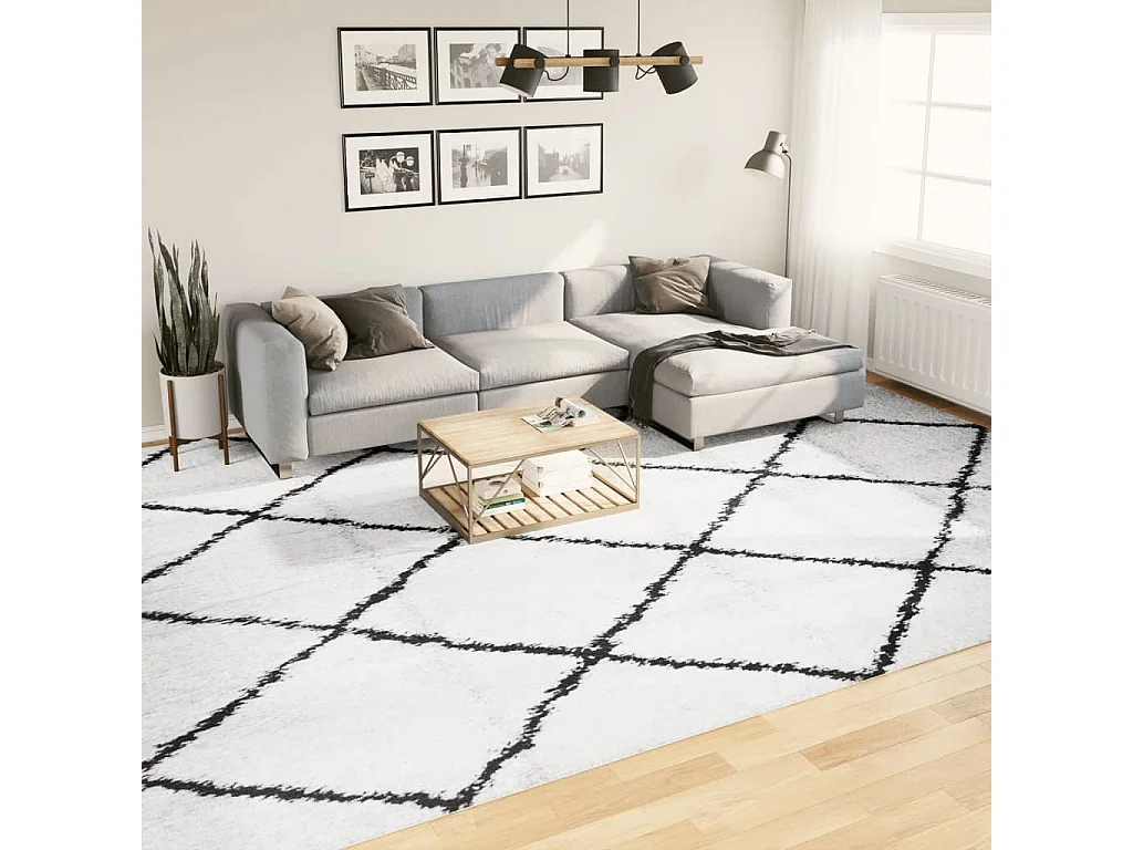 Vito  Vloerkleed PAMPLONA shaggy hoogpolig 300x400 cm crème en zwart