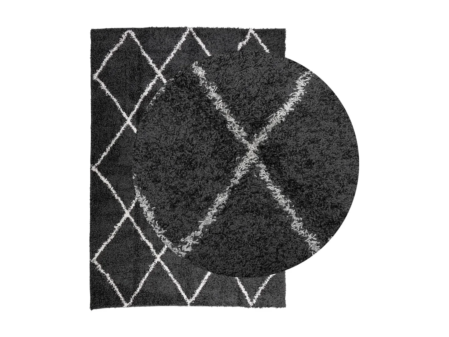 Vito  Teppich Shaggy Hochflor Modern Schwarz und Creme 160x230 cm