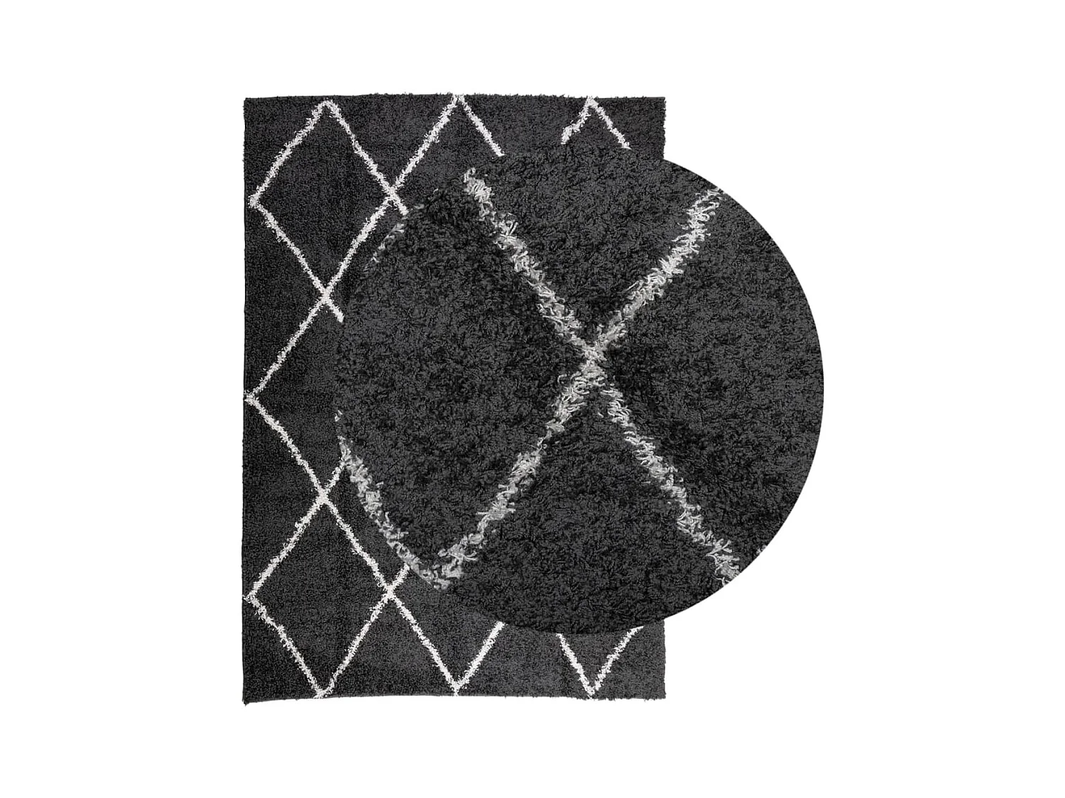 Vito  Shaggy-Teppich PAMPLONA Hochflor Modern Schwarz Creme 140x200cm