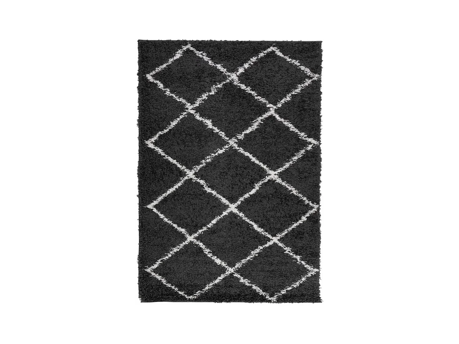 Vito  Tapis shaggy à poils longs moderne noir et crème 140x200 cm