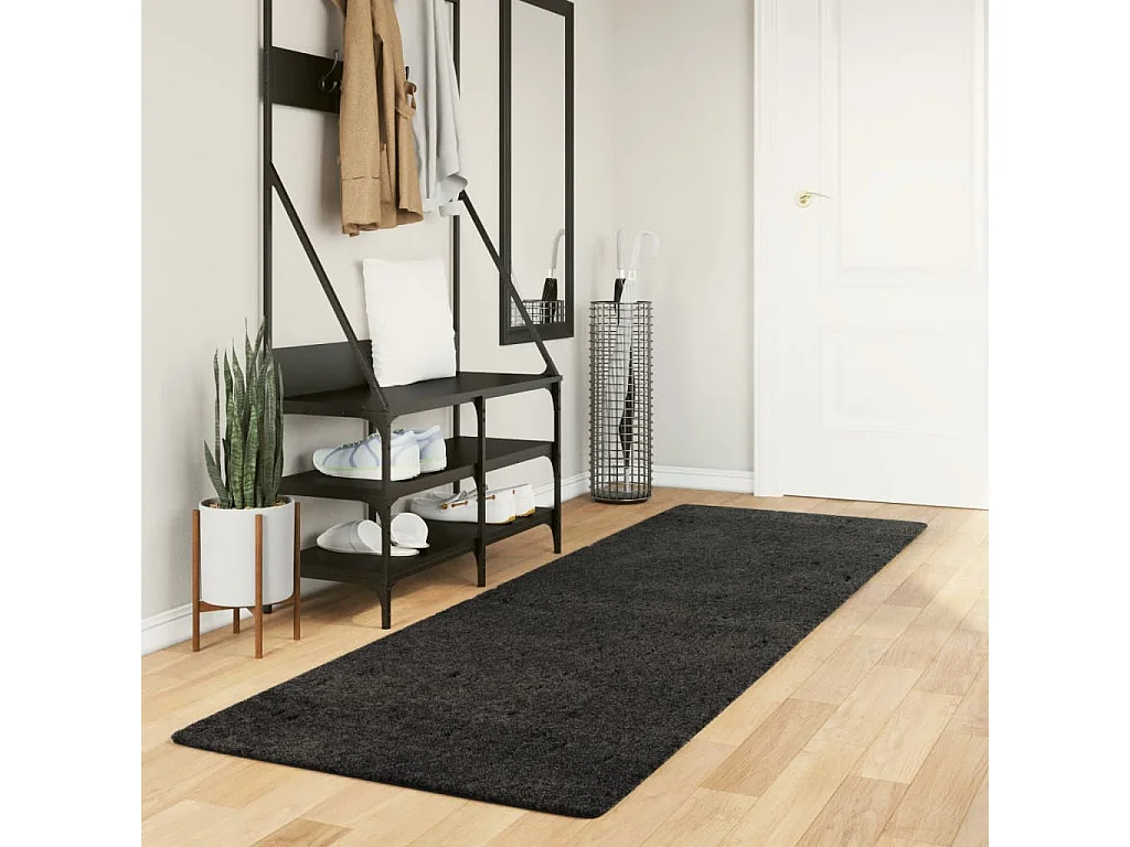 Vito  Tappeto Shaggy PAMPLONA a Pelo Lungo Moderno Antracite 80x250cm