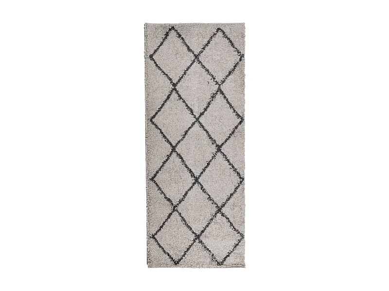 Vito  Tapis shaggy à poils longs moderne beige anthracite 80x200 cm