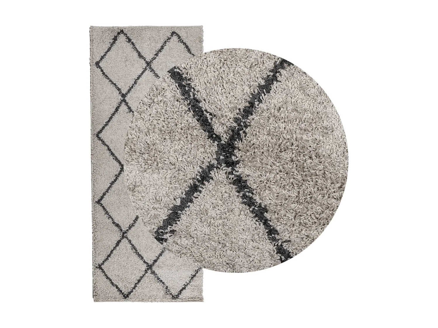 Vito  Shaggy-Teppich PAMPLONA Hochflor Beige & Anthrazit 80x200 cm