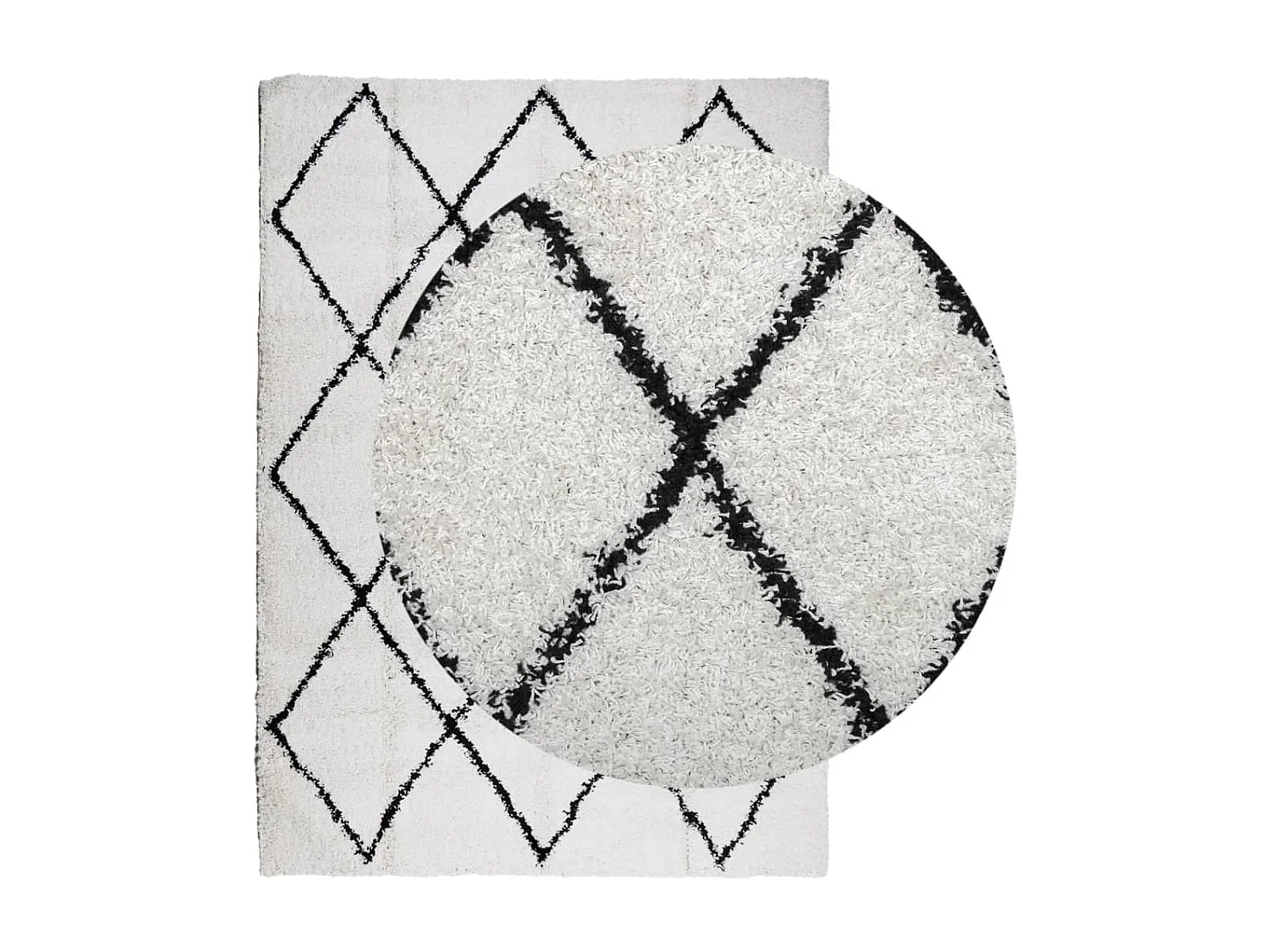 Vito  Vloerkleed PAMPLONA shaggy hoogpolig 200x280 cm crème en zwart