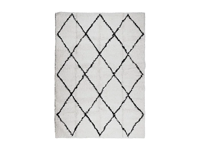 Vito  Shaggy-Teppich PAMPLONA Hochflor Modern Creme Schwarz 200x280cm