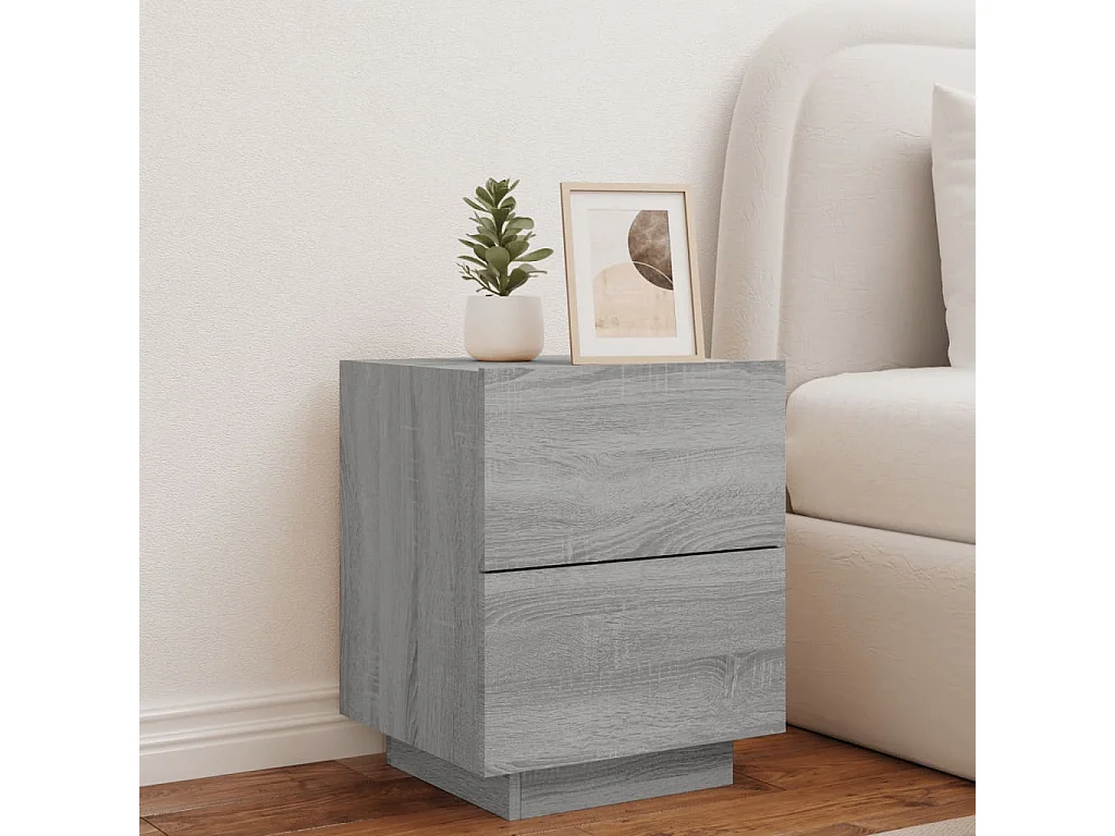 Prolenta Premium -  Armoire de chevet et lumières LED sonoma gris bois d'ingénierie