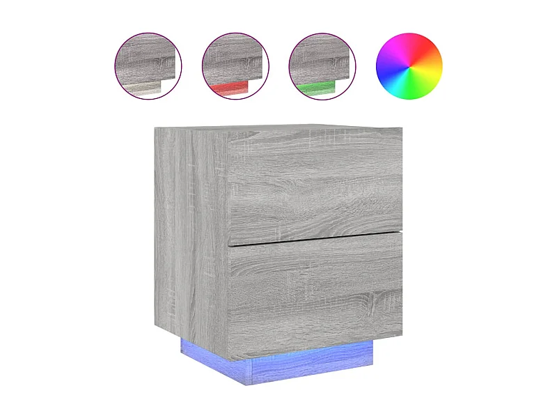 Prolenta Premium -  Mesita de noche con luces LED madera de ingeniería gris Sonoma