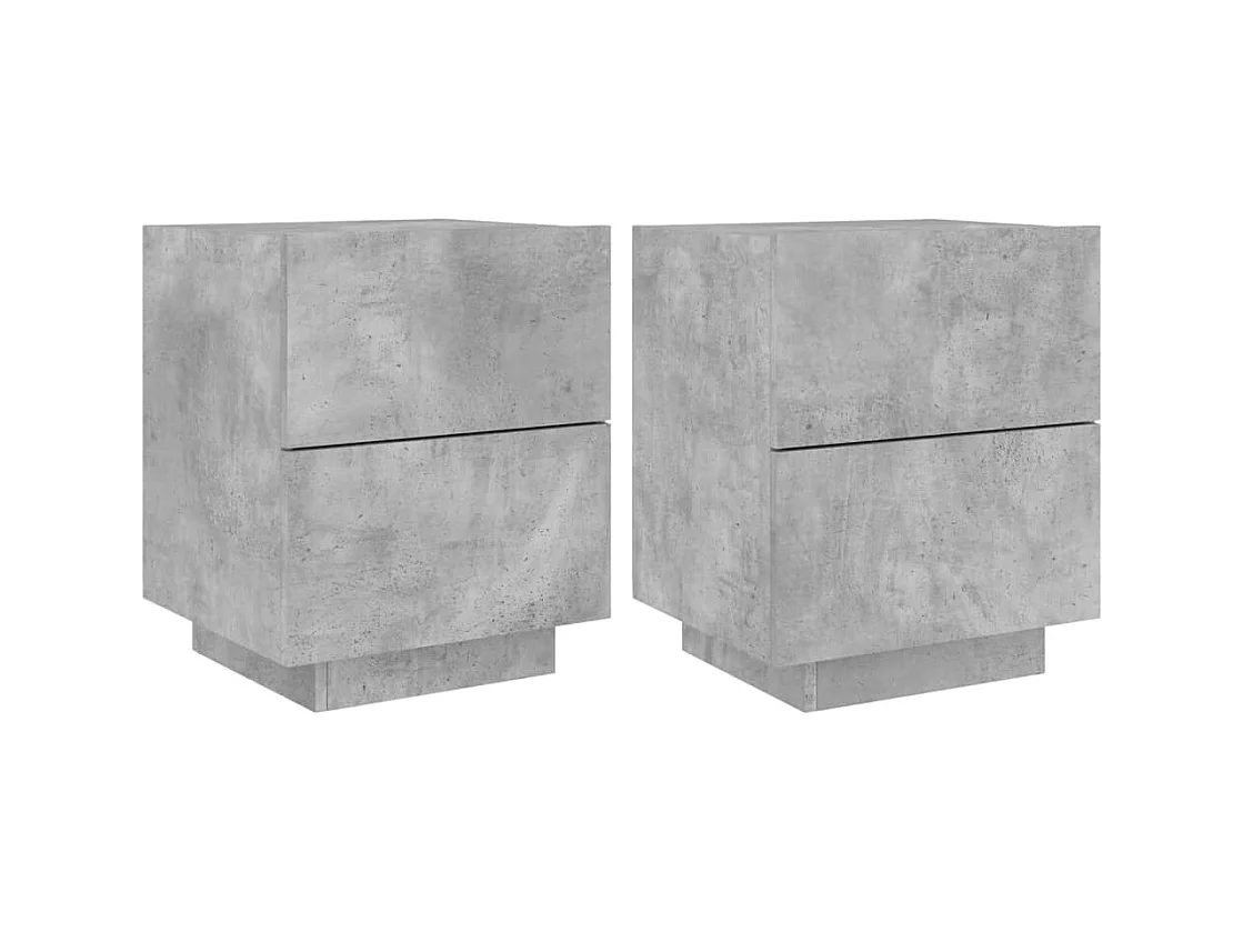 Marit Elise  Armoires de chevet et lumières LED 2 pcs gris béton