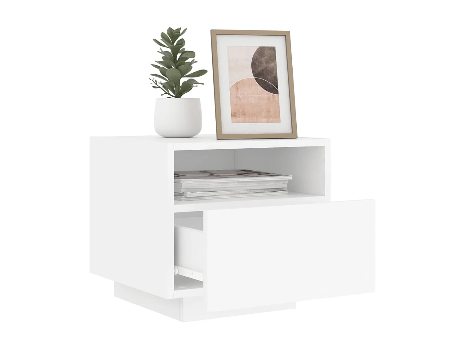 Prolenta Premium -  Mesita de noche con luces LED blanco 40x39x37 cm