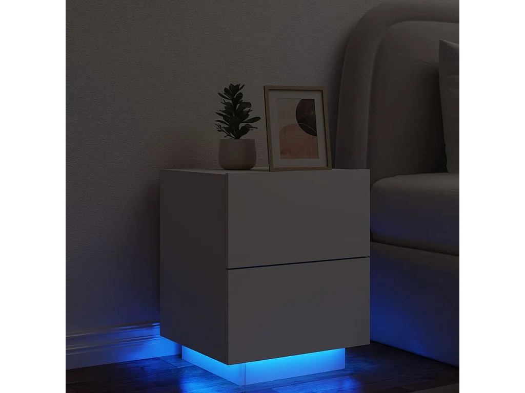 Marit Elise  Nachtkastje met LED-verlichting bewerkt hout wit