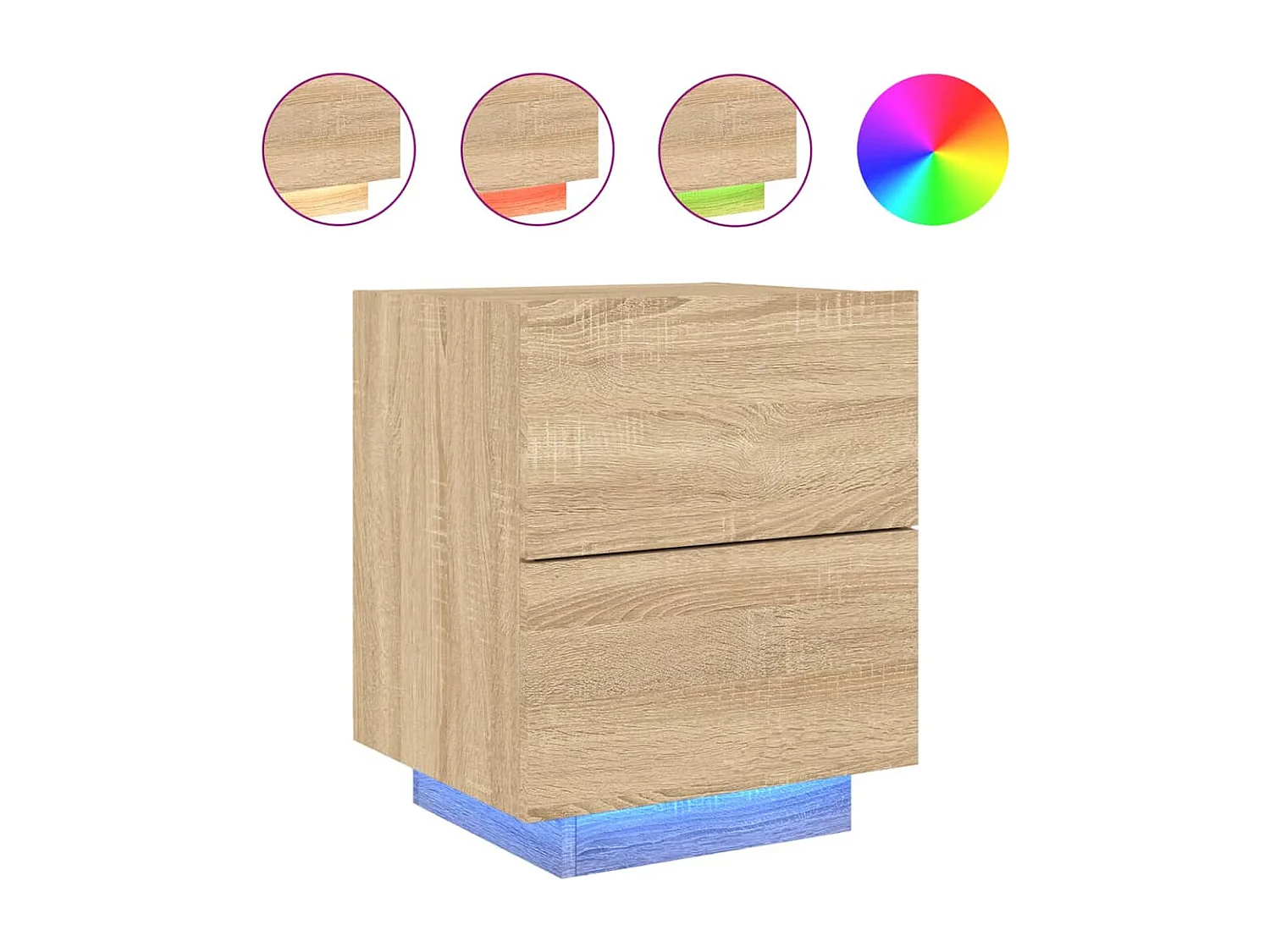 Prolenta Premium -  Nachtkastje met LED-verlichting bewerkt hout sonoma eikenkleur