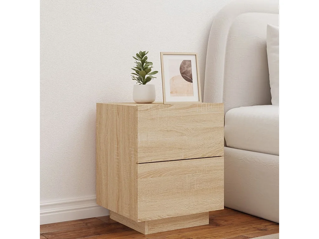 Prolenta Premium -  Armoire de chevet avec lumières LED chêne sonoma
