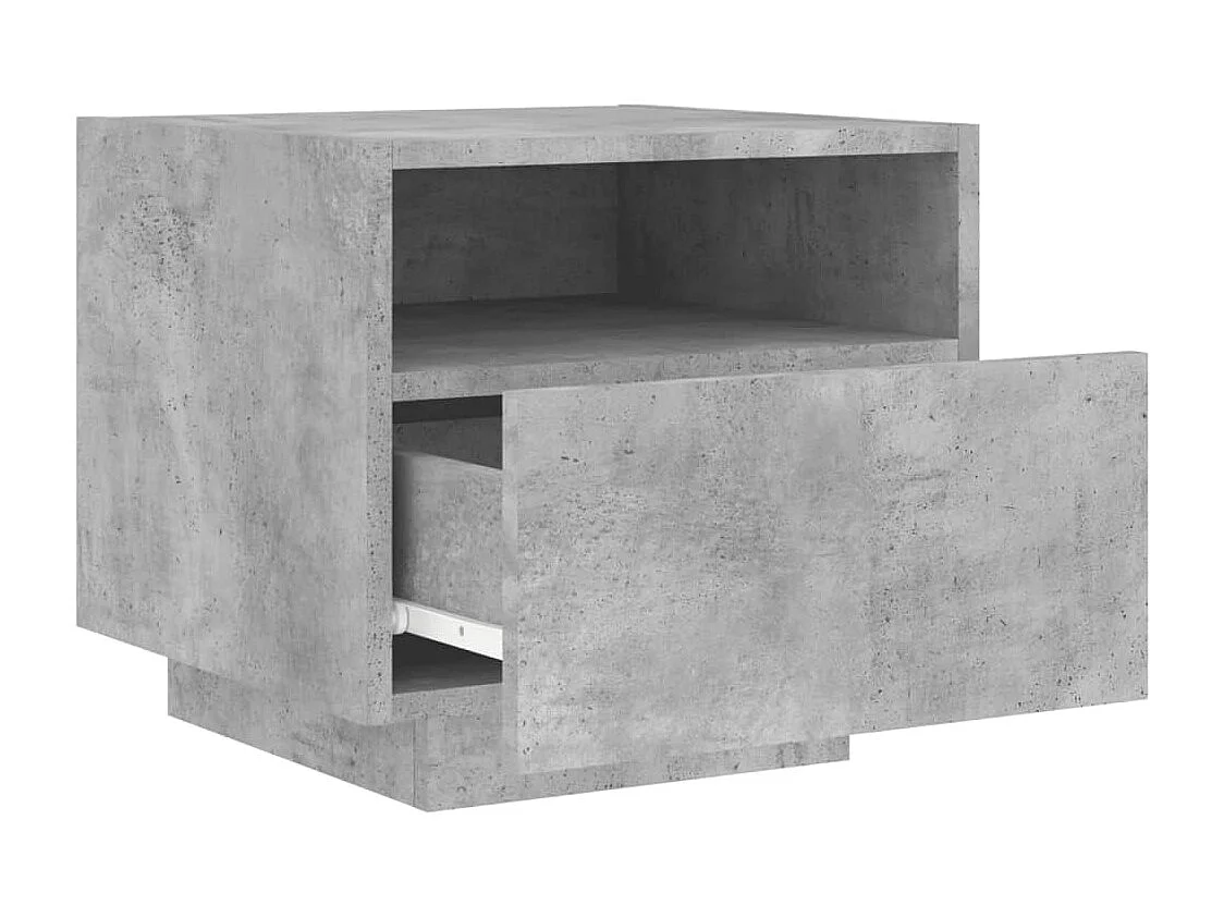Simo  Table de chevet avec lumières LED gris béton 40x39x37 cm