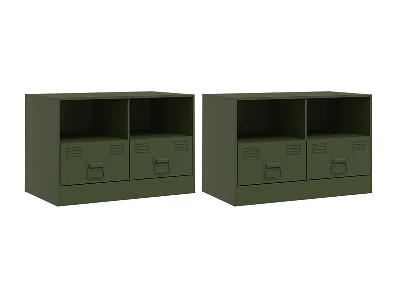 Amelie  Meubles TV 2 pcs vert olive 67x39x44 cm acier