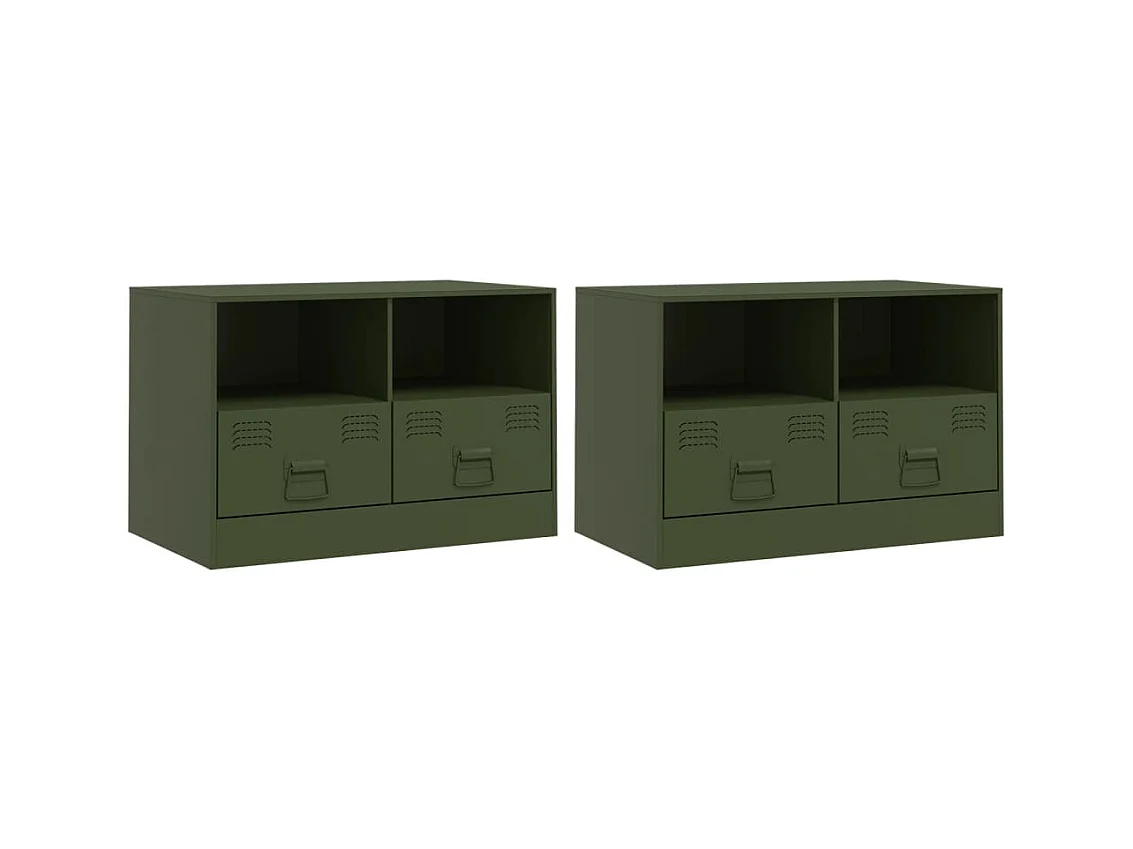 Amelie  Meubles TV 2 pcs vert olive 67x39x44 cm acier