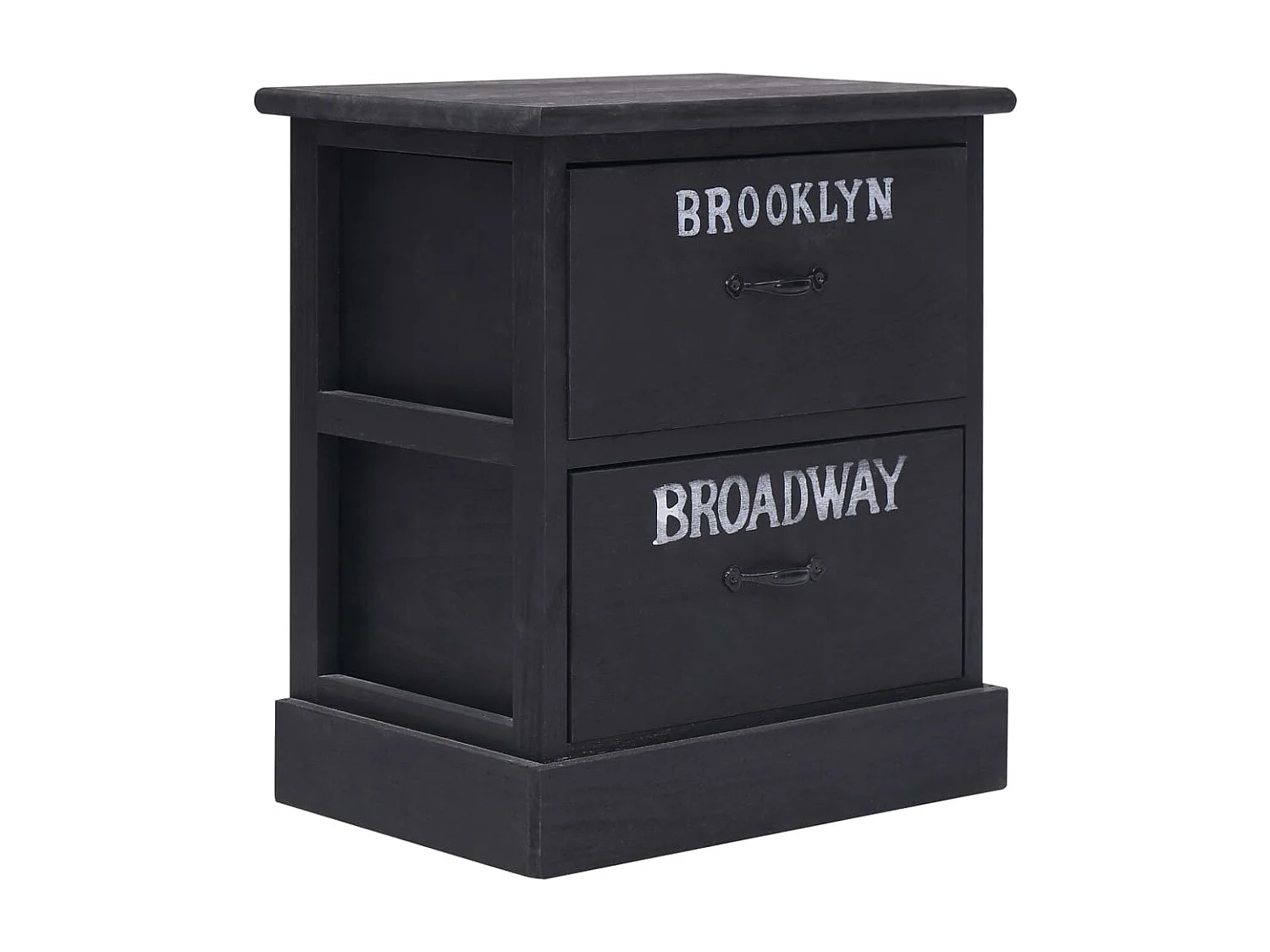 Rosolini  Nachtkastjes 2 st 38x28x45 cm paulowniahout zwart