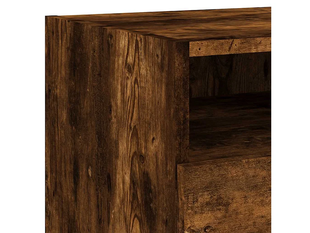 Simo  Table de chevet avec lumières LED chêne fumé 40x39x37 cm