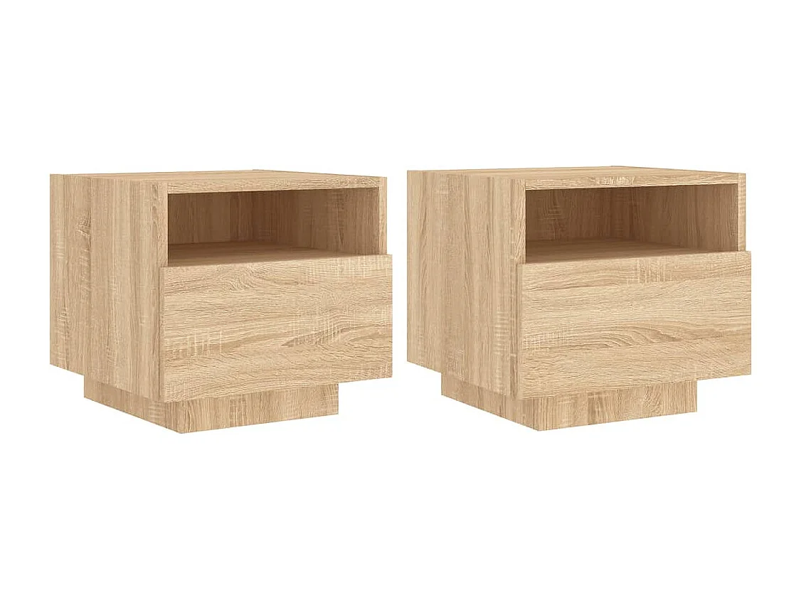 Prolenta Premium -  Armoires de chevet avec lumières LED 2 pcs chêne sonoma