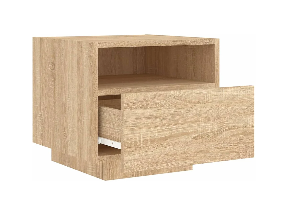 Prolenta Premium -  Mesitas de noche con luces LED 2 uds roble Sonoma 40x39x37 cm