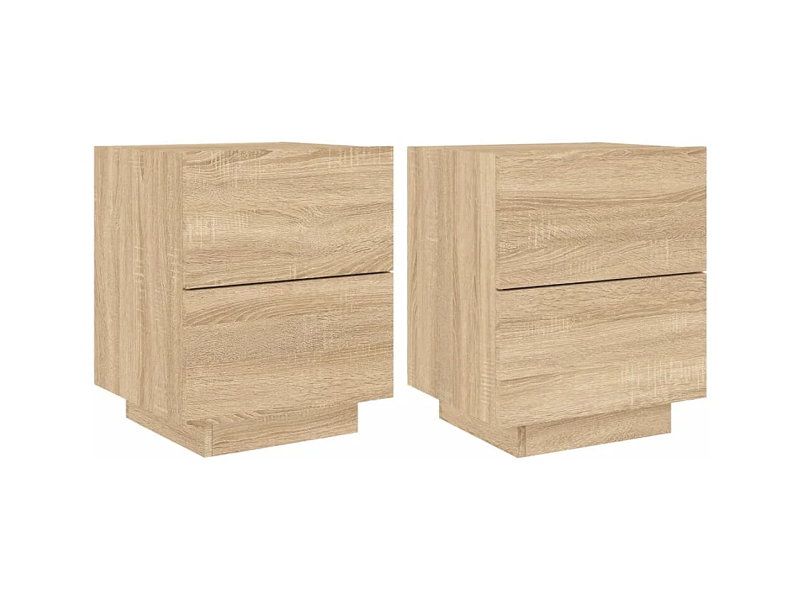 Marit Elise  Nachtkastjes met LED-verlichting 2 st bewerkt hout sonoma eiken
