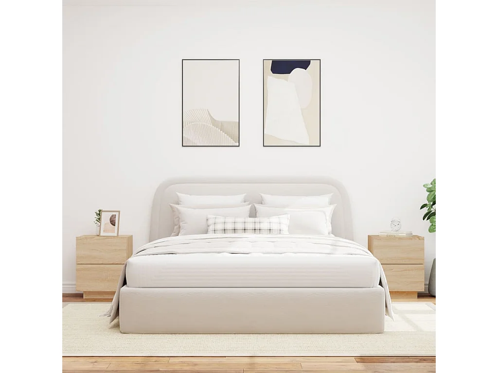 Marit Elise  Armoires de chevet et lumières LED 2 pcs chêne sonoma