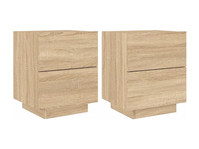 Marit Elise  Armoires de chevet et lumières LED 2 pcs chêne sonoma
