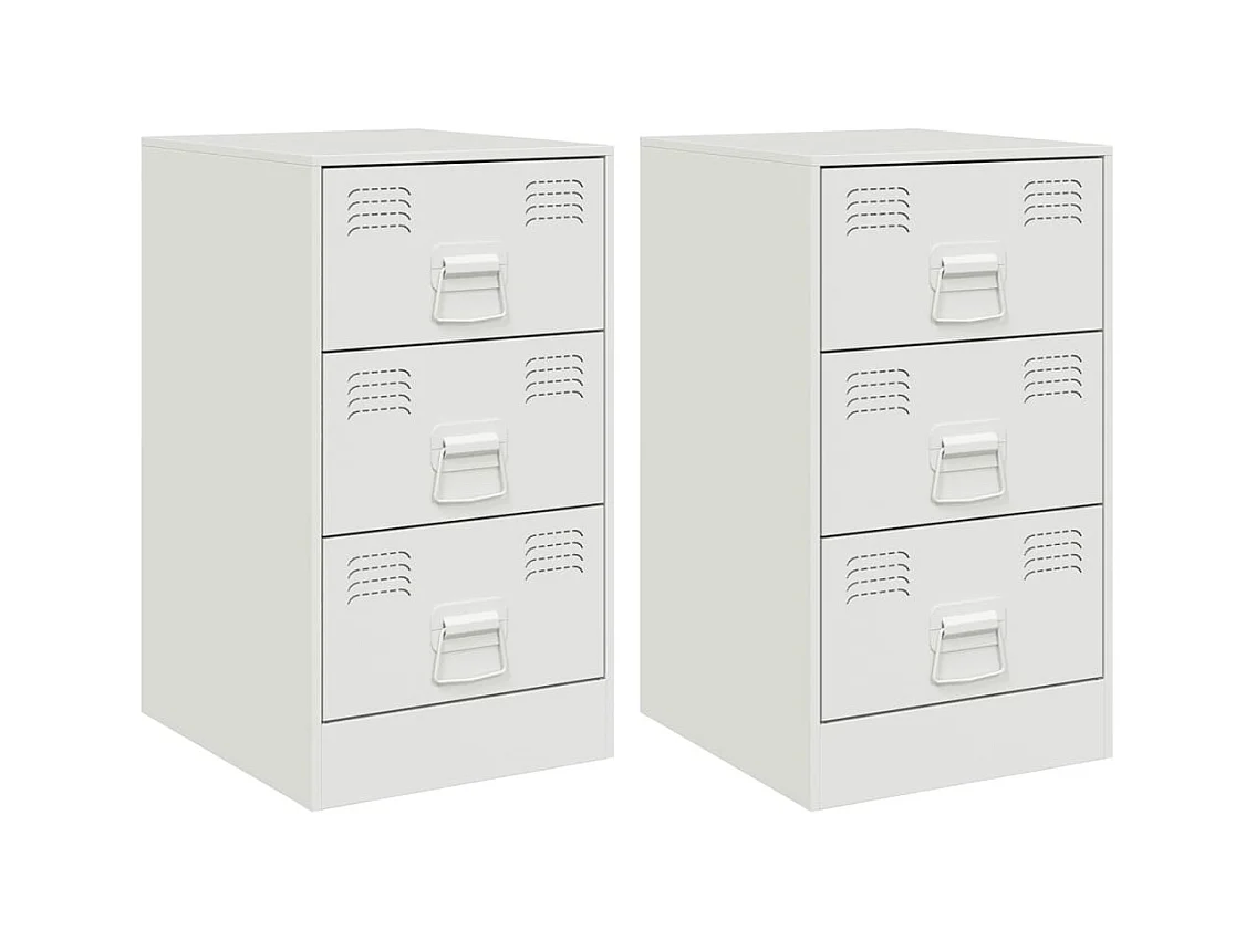 Hereford  Tables de chevet 2 pcs blanc 34,5x39x62 cm acier