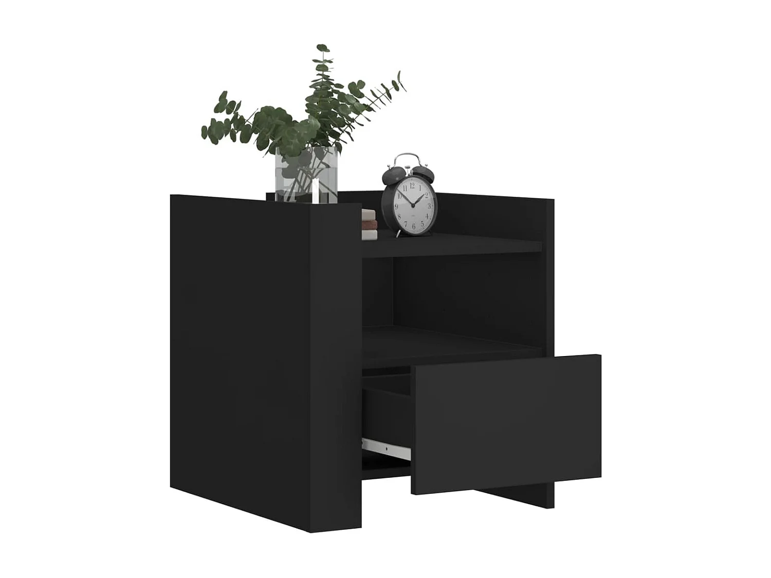 Chesnee  Table de chevet noir 45x50x50 cm bois d’ingénierie