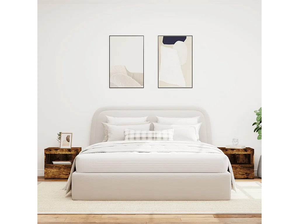 Prolenta Premium -  Mesitas de noche con luces LED 2 uds roble ahumado 50x40x45 cm