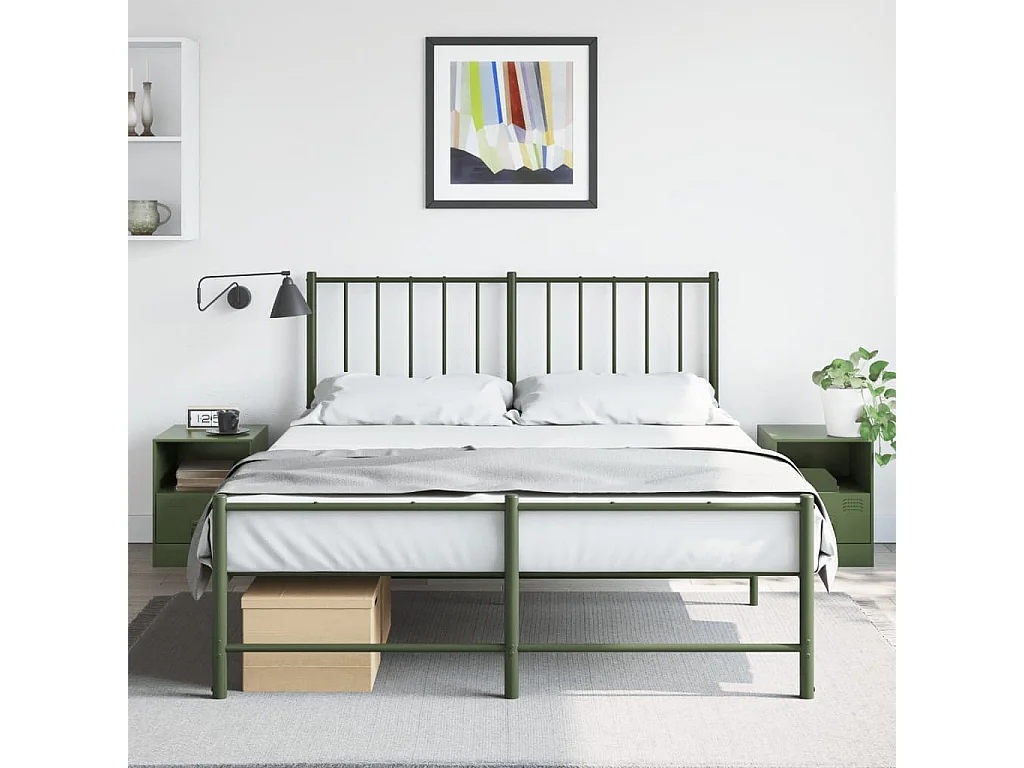 Elthor  Mesitas de noche 2 unidades acero verde oliva 34,5x39x44 cm