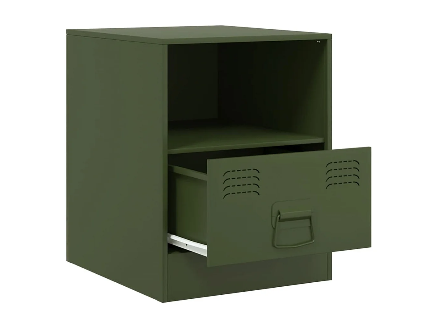 Elthor  Mesitas de noche 2 unidades acero verde oliva 34,5x39x44 cm