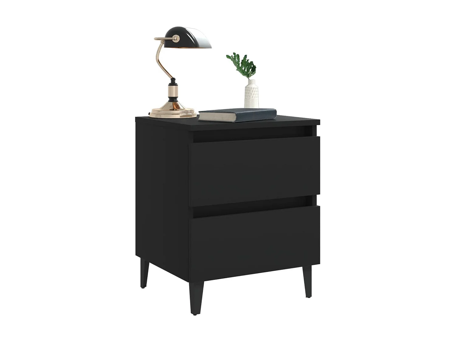 Orvieto  Nachtkastjes 2 st 40x35x50 cm bewerkt hout zwart