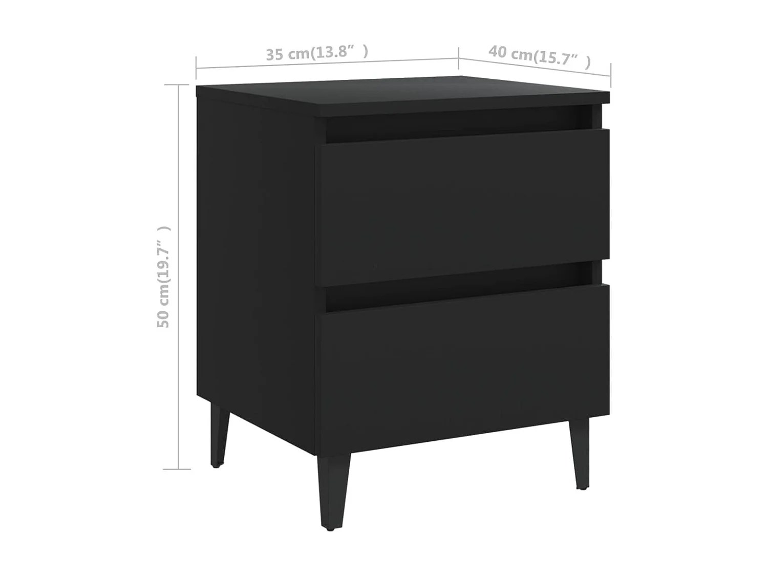 Orvieto  Nachtkastjes 2 st 40x35x50 cm bewerkt hout zwart