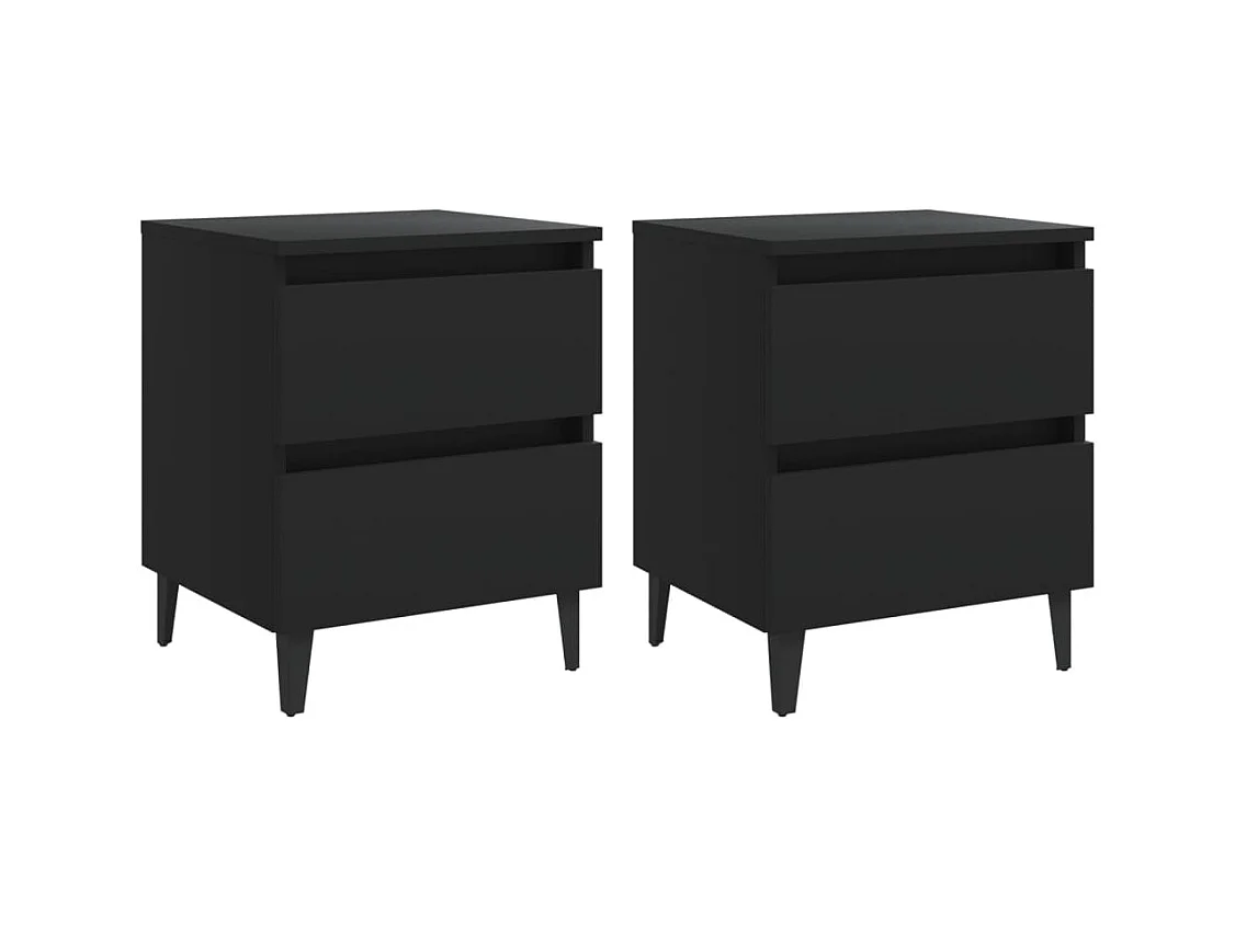 Orvieto  Nachtkastjes 2 st 40x35x50 cm bewerkt hout zwart
