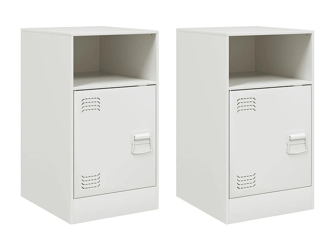 Chasity  Tables de chevet 2 pcs blanc 34,5x39x62 cm acier