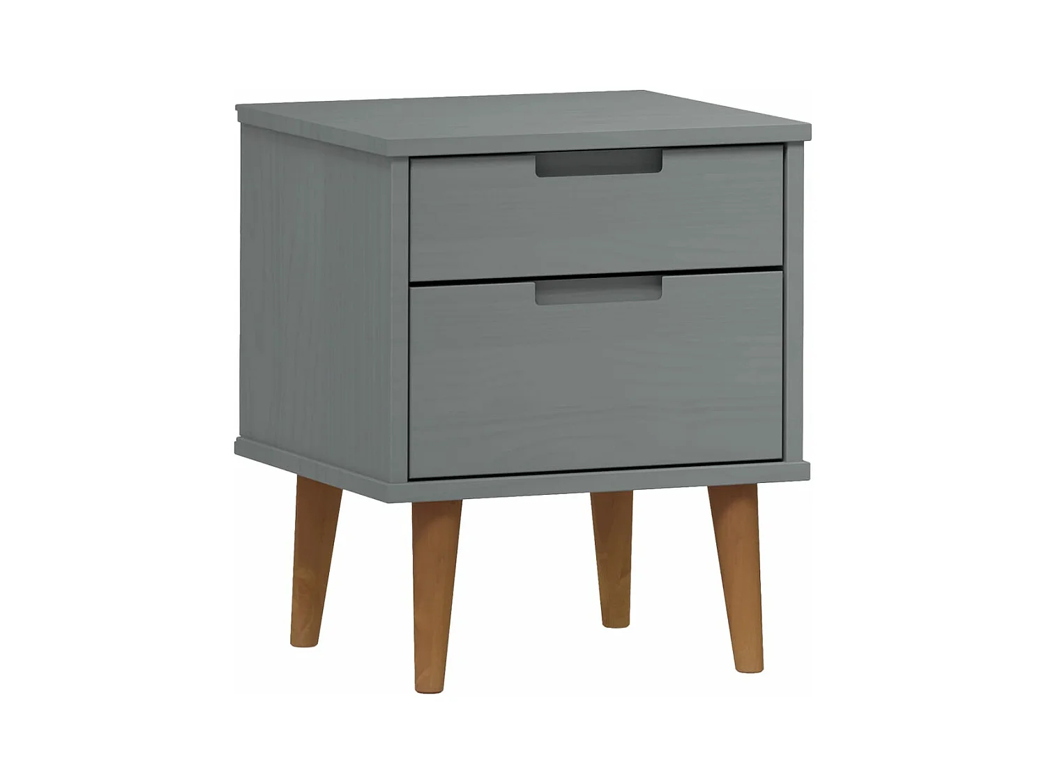 Qilrim  Comodino MOLDE Grigio 40x35x48 cm in Legno Massello di Pino
