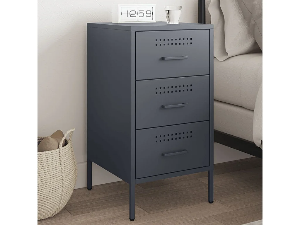 Vyndor  Table de chevet anthracite 36x39x68 cm acier