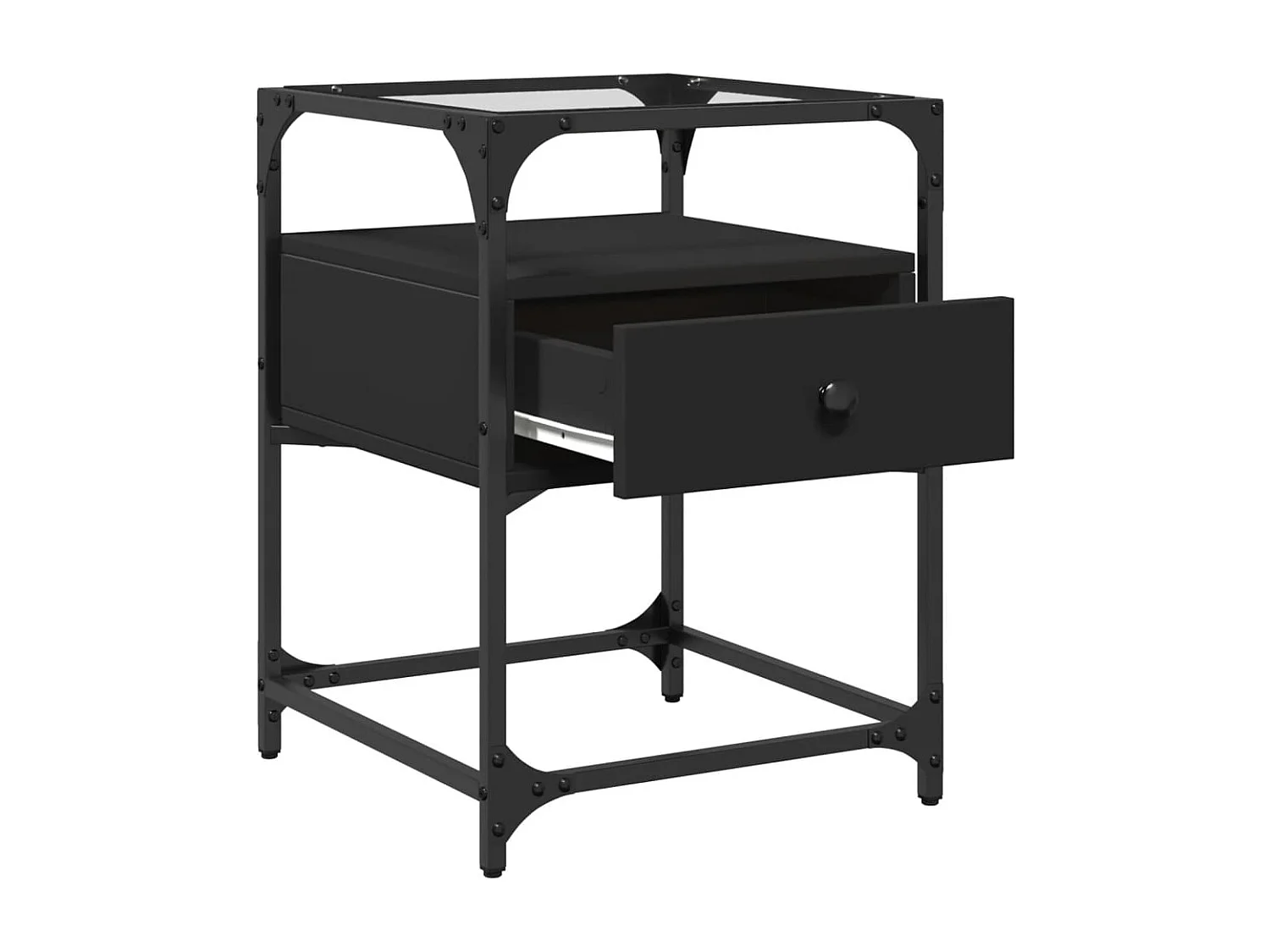 Kirsi  Table de chevet noir 40x40x55 cm bois d'ingénierie