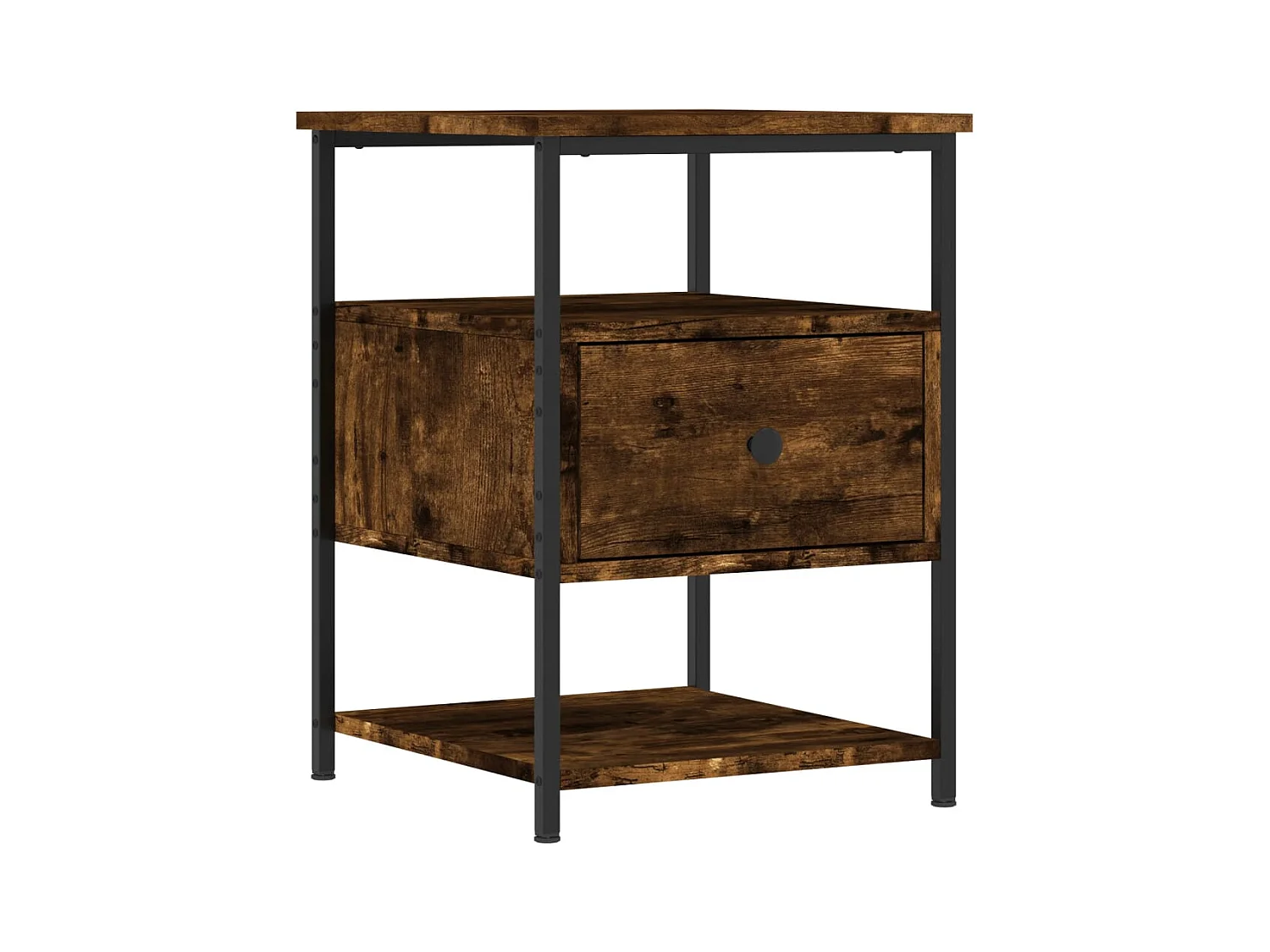 Lysli  Table de chevet chêne fumé 40x42x56 cm bois d'ingénierie