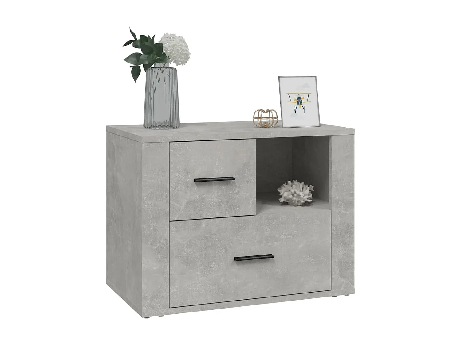 Sybe  Table de chevet Gris béton 60x36x45 cm Bois d'ingénierie