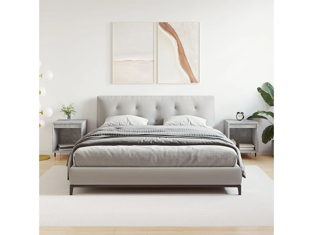 Dustin Mason  Tables de chevet 2 pcs gris béton 40x35x50 cm bois d’ingénierie