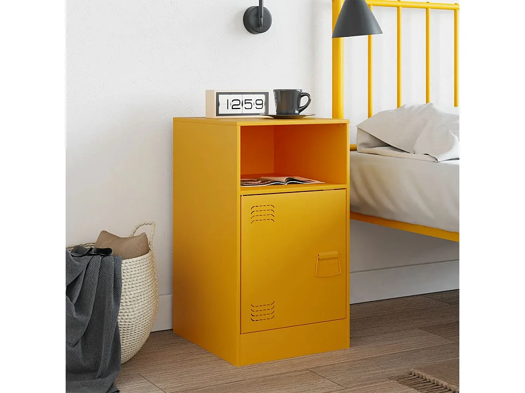 Chasity  Table de chevet jaune moutarde 34,5x39x62 cm acier