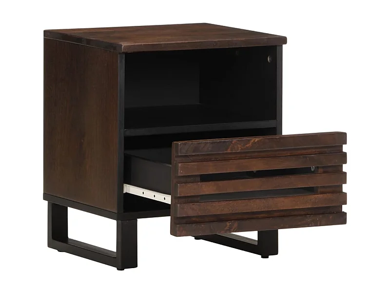 Murdin  Mesita de noche de madera maciza de mango 40x34x46 cm