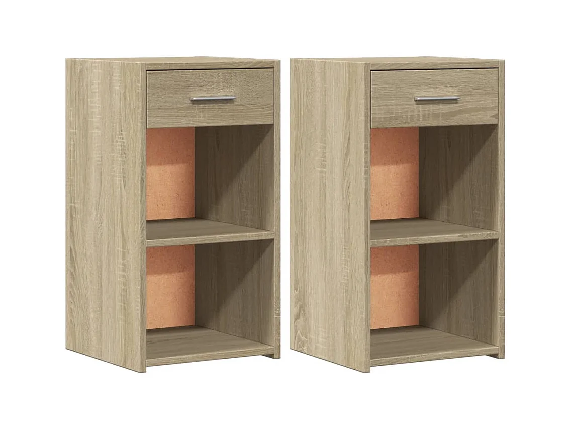 Ragna  Nachtkastjes 2 st 35x34x65 cm bewerkt hout sonoma eikenkleurig