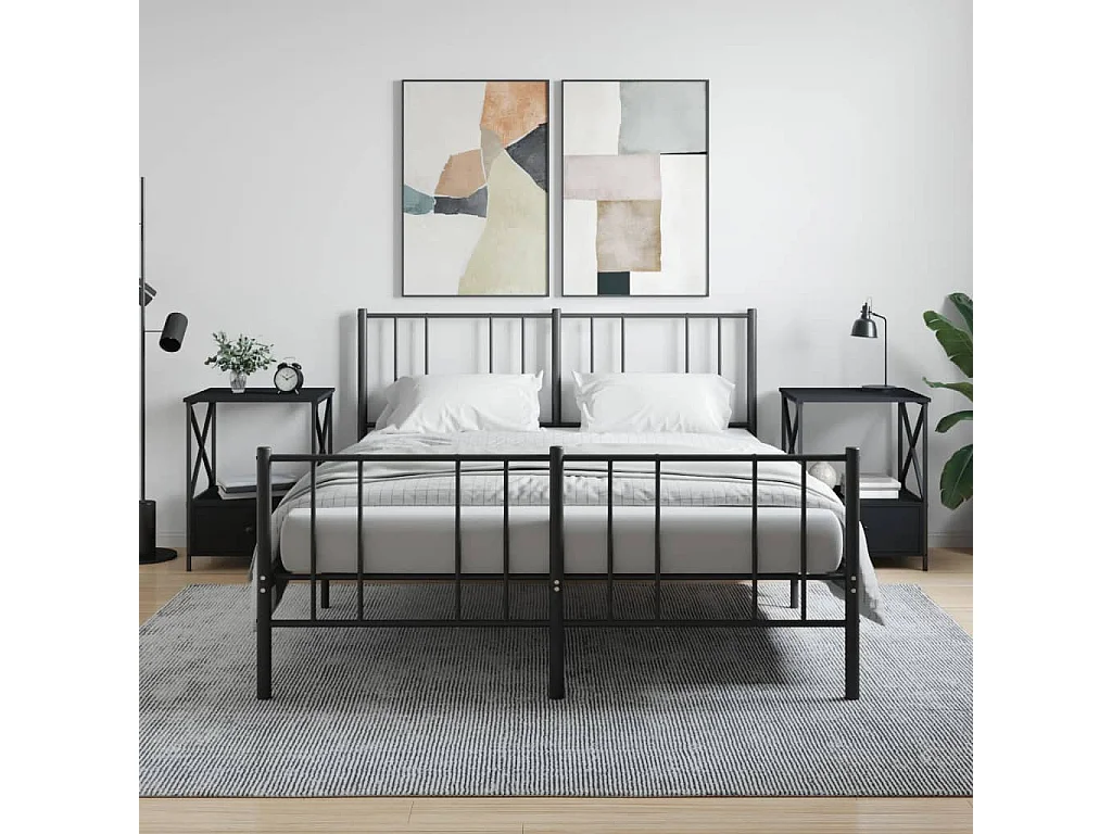 Hilda  Nachtkastjes 2 st 50x41x65 cm bewerkt hout zwart