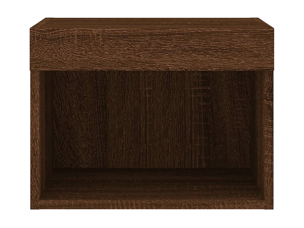 Mano  Tables de chevet murales avec lumières LED 2 pcs chêne marron